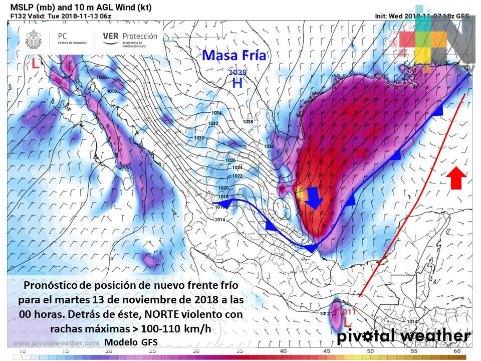 Nuevo Frente Frío recorrerá Veracruz entre viernes y sábado