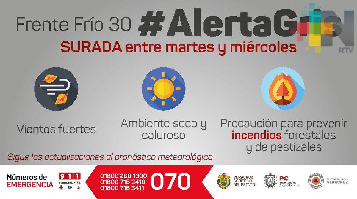 Emite PC nueva Alerta Gris por frente frío número 30