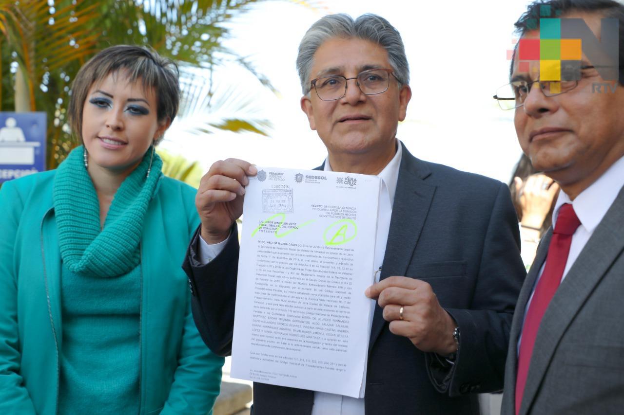 Presenta Sedesol denuncia por posible daño patrimonial