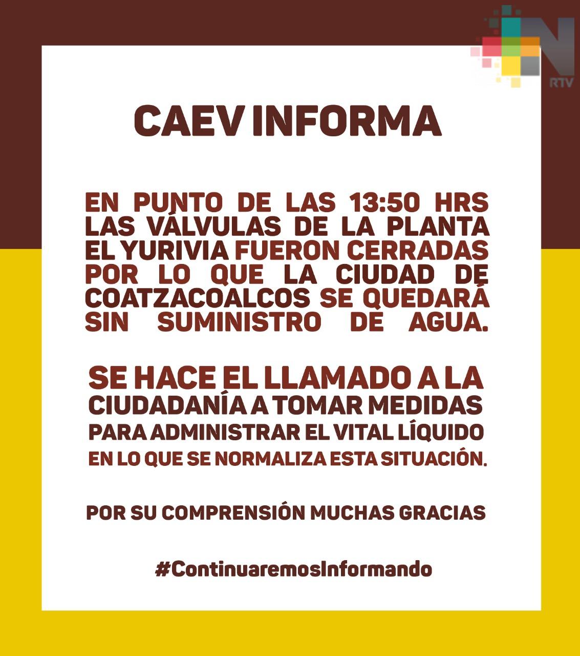 Cierran válvulas de presa Yuribia