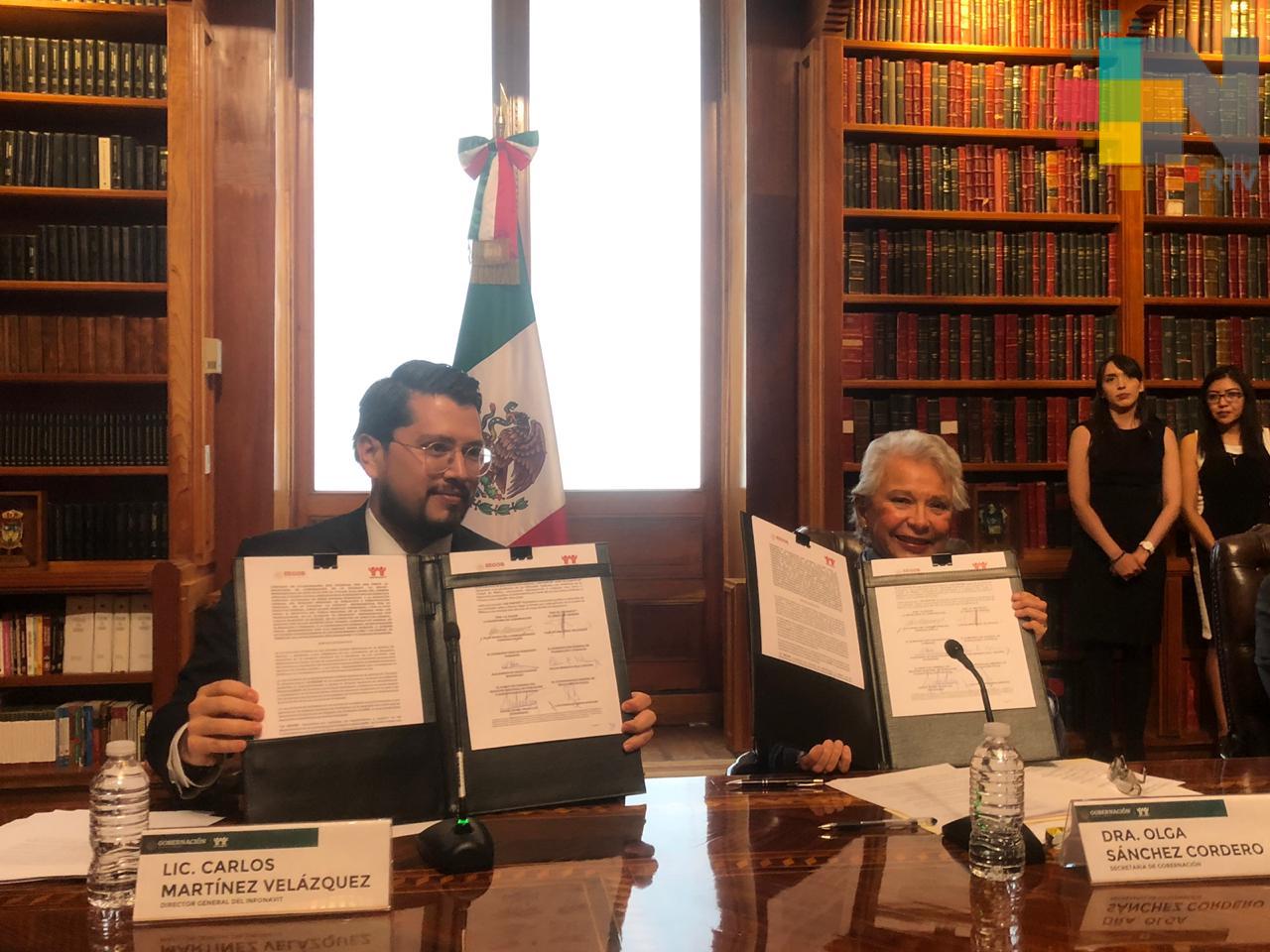 Firman Secretaría de Gobernación e INFONAVIT convenio para validación masiva de la CURP