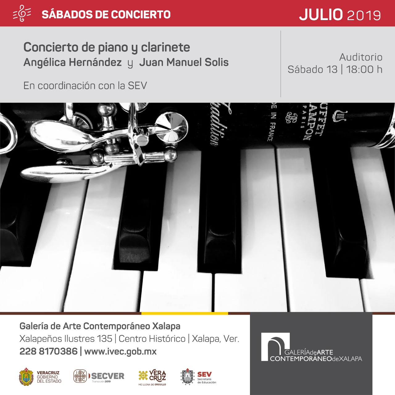 Este sábado concierto de piano y clarinete, en la GACX