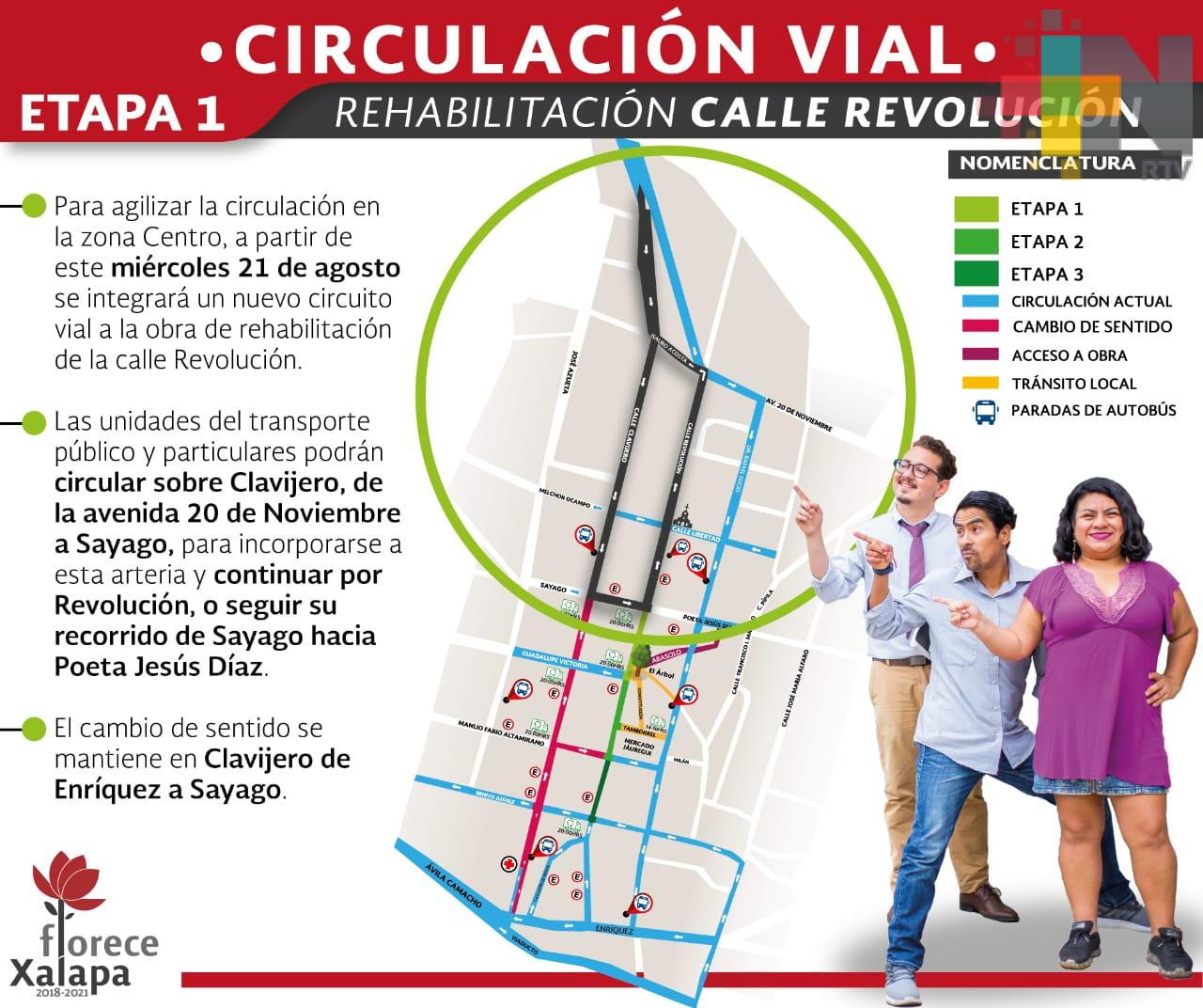 Implementan nuevo circuito vial en el centro de Xalapa