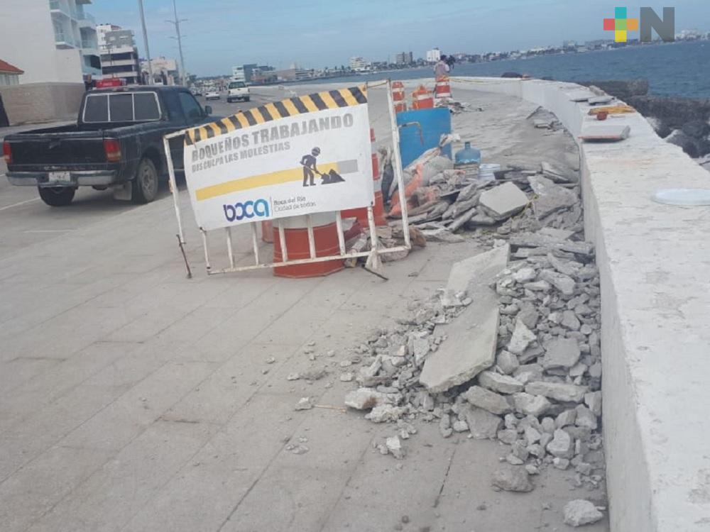 Continúan daños ocasionados por Frente Frío 8 a bulevar Ávila Camacho de Boca del Río