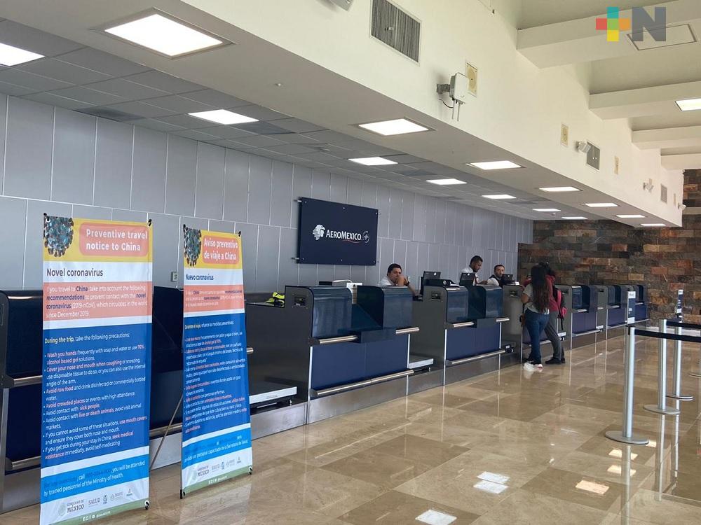 En Aeropuerto de Minatitlán, toman medidas preventivas por Covid-19