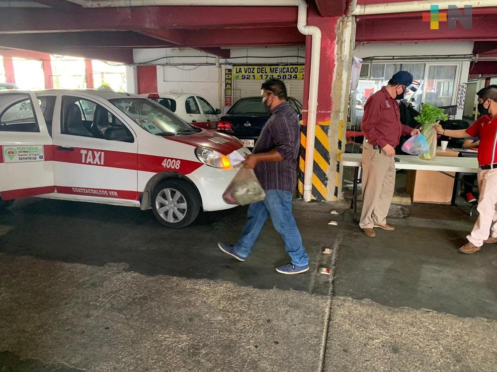 Programa “Del mercado a tu hogar”, ha beneficiado a locatarios y taxistas del Mercado Coatzacoalcos