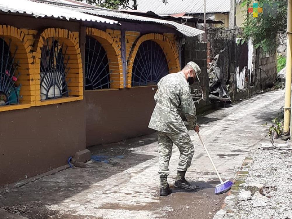 En Potrero Nuevo, aplican Plan DN-III; Sedena realiza labores de limpieza