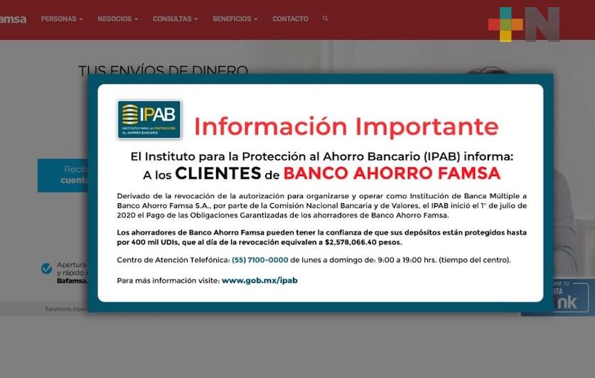 Cuentahabientes ya pueden recuperar su dinero del Banco de Ahorro Famsa; alertan de llamadas falsas