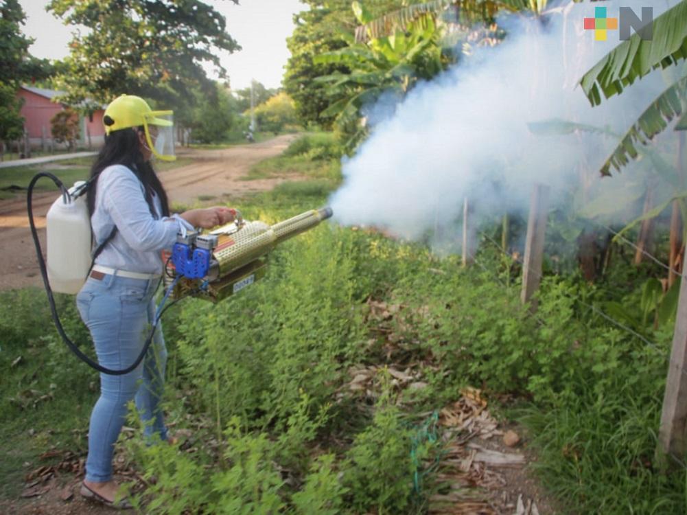 Fumigan calles de Chacaltianguis, para combatir dengue, zika y chikungunya