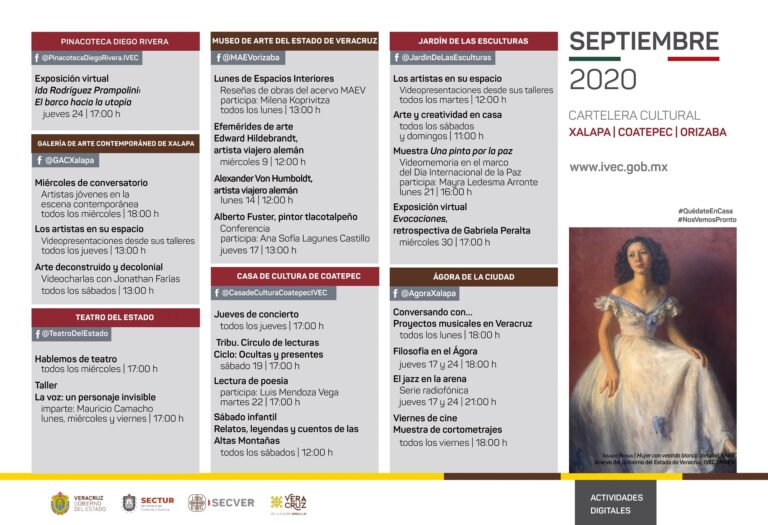 Presenta IVEC cartelera de actividades para septiembre