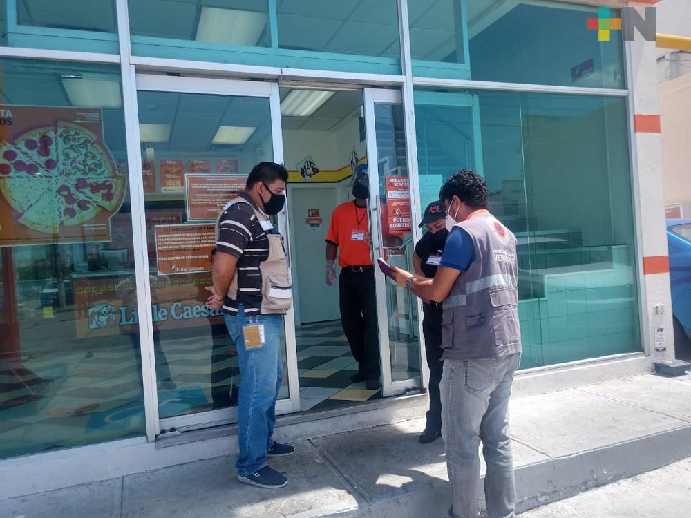 En Coatzacoalcos, PC supervisa negocios que pudieran abrir sus puertas
