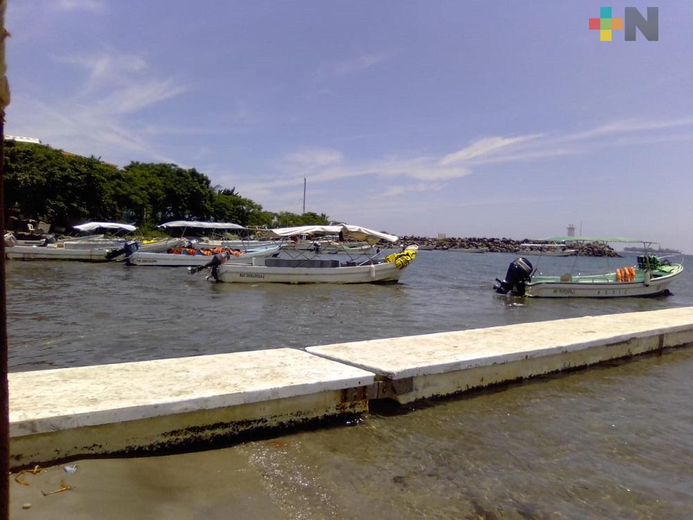 Lancheros del Puerto de Veracruz, a la espera de turistas