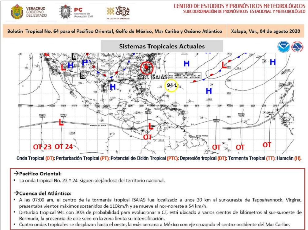 Onda Tropical ocasionará aumento de lluvias entre jueves y viernes
