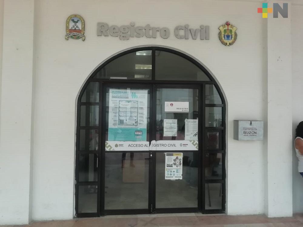 Continúan suspendidas las bodas en Registro Civil de Coatzacoalcos
