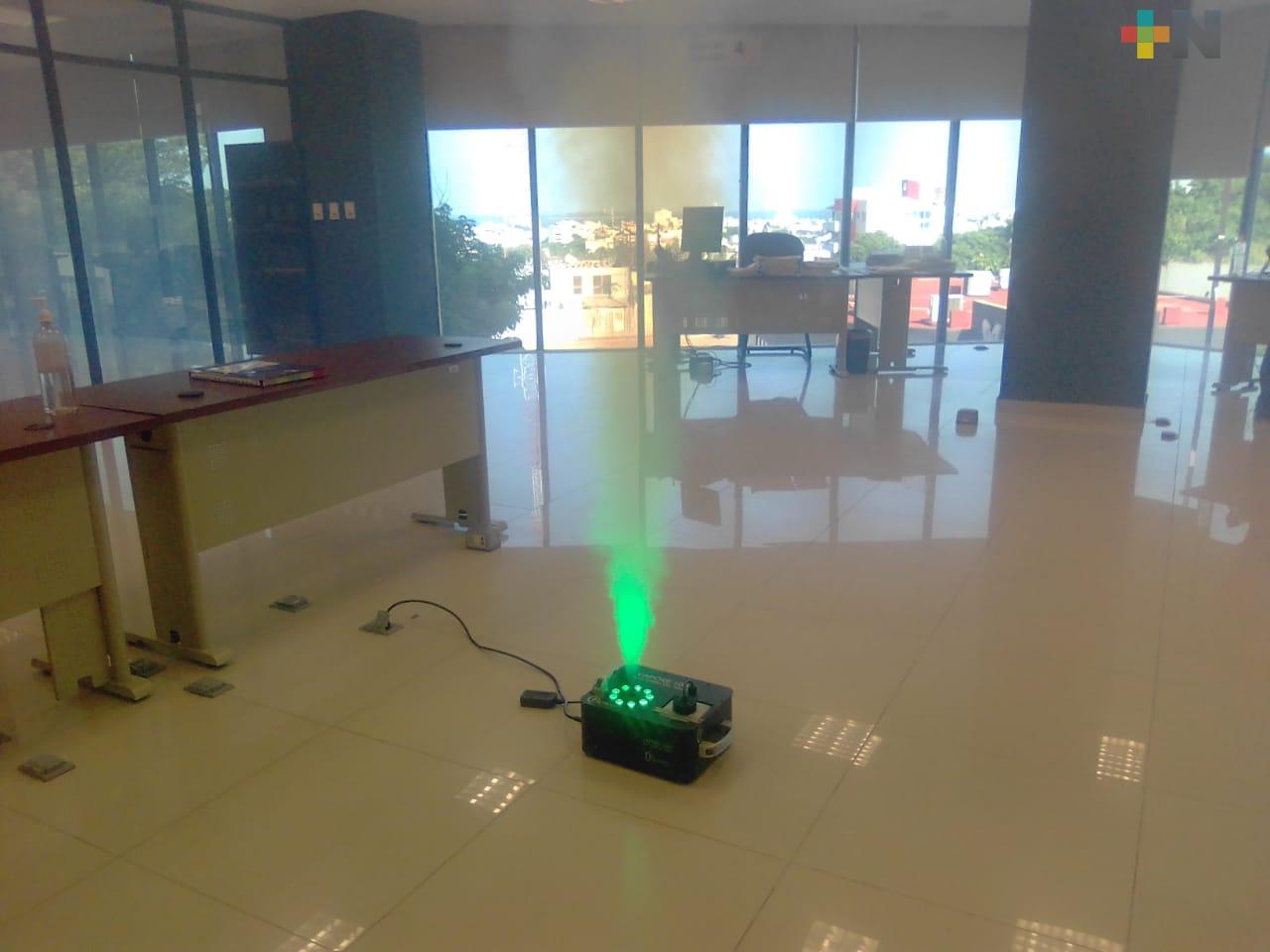 Desinfectan juzgados del puerto de Veracruz
