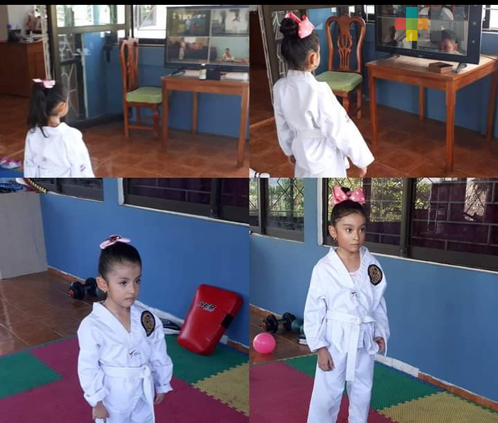 Taekwondoínes de Coatza se entrenan en plataformas digitales