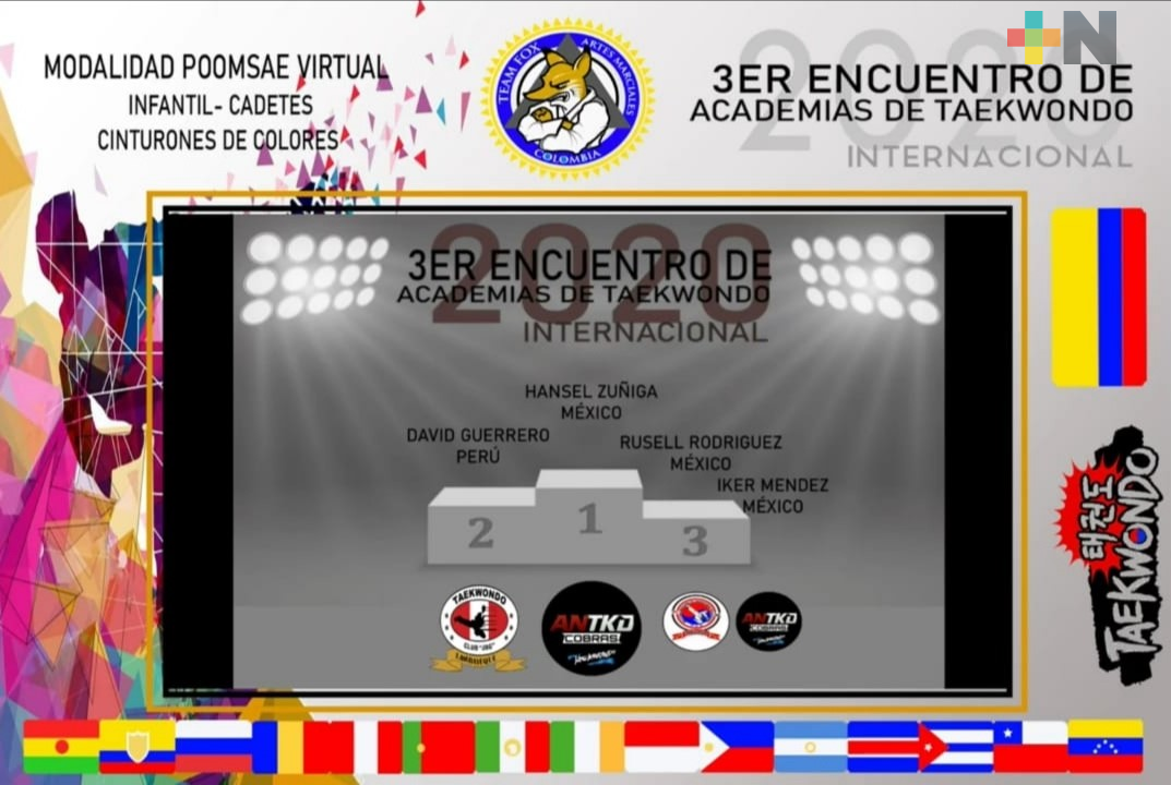 Tres oros y dos bronces para club Cobras en competencia virtual de taekwondo