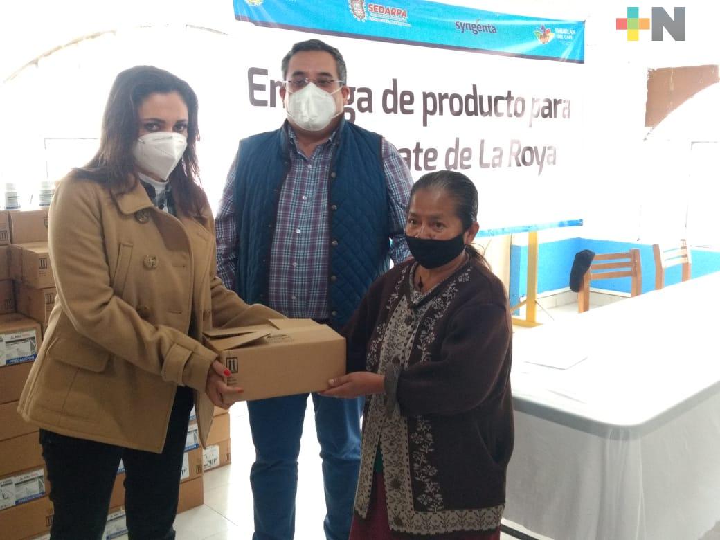Entrega SEDARPA fungicidas a productores de café