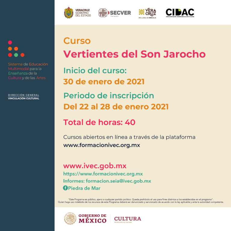Invita IVEC a inscribirse al curso en línea “Vertientes del Son Jarocho”