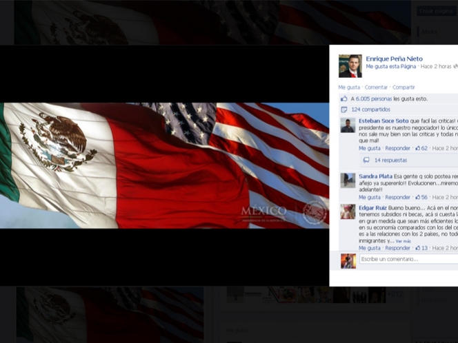Banderas de México y EU ‘ondean’ en página de Facebook de Peña Nieto