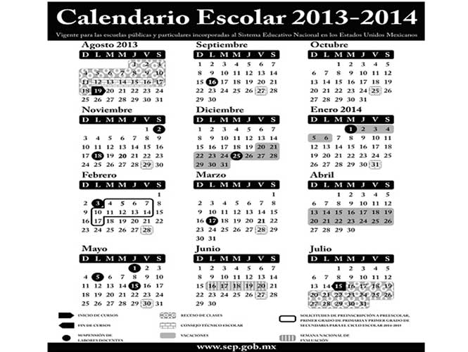 SEP publica el calendario escolar 2013-2014