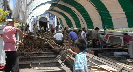Construcción del arco a María Magdalena, una tradición xiqueña de más de 200 años