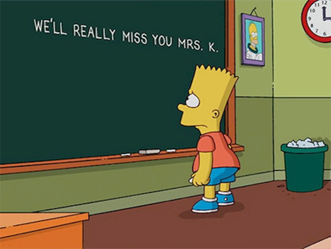 Bart Simpson se despide de la maestra Krabappel