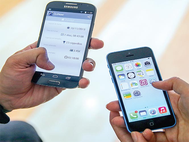 Propósitos de Año Nuevo,en el celular.