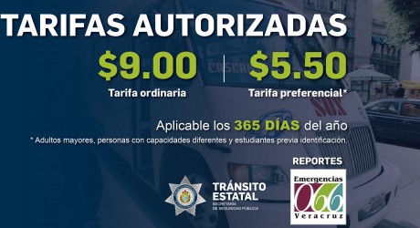 Confirma SSP tarifas de transporte público en Veracruz