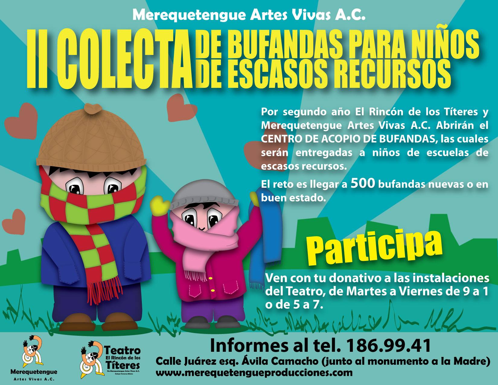 Rincón de los Títeres invita a donar bufandas para niños de escasos recursos