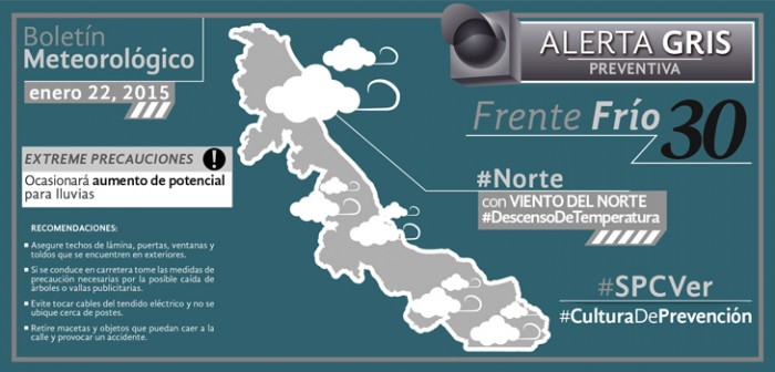 Activa PC Alerta Gris preventiva por Frente Frío 30; pide extremar precauciones