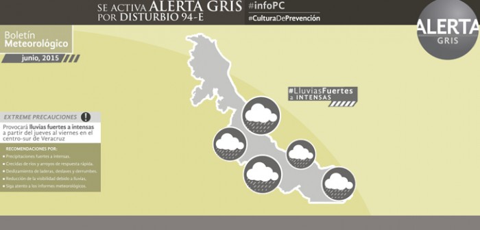 Mantiene PC Alerta Gris por disturbio tropical en el Pacífico