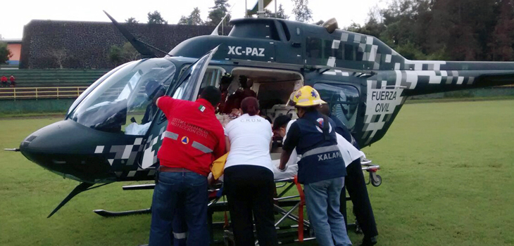 Realiza Gobierno de Veracruz traslado aéreo de paciente lesionado al caer de un caballo