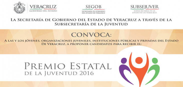 Reitera SEGOB invitación a convocatoria para el Premio Estatal de la Juventud 2016