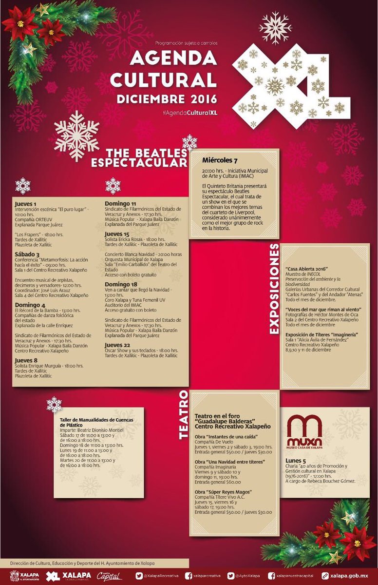 Anuncian el programa de actividades navideñas en Xalapa