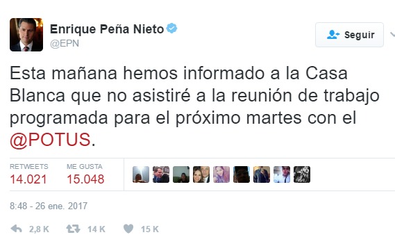 Cancela EPN reunión con Trump