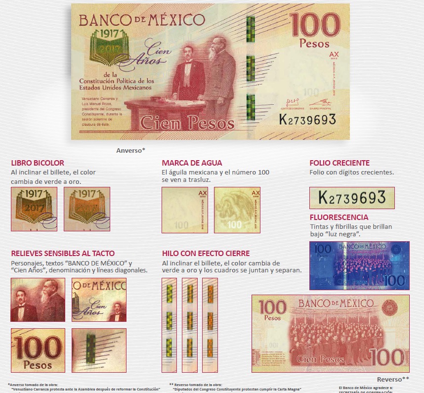 Emite Banxico billete y moneda que conmemoran la Constitución de 1917