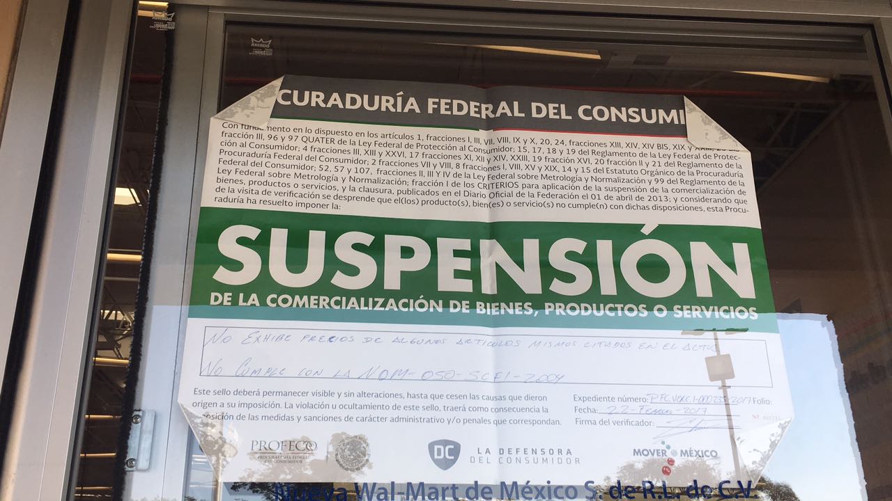 Profeco suspende tienda Walmart de Córdoba