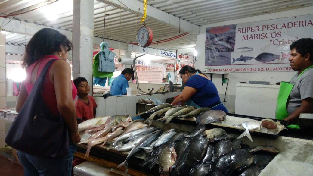 Reportan bajas ventas en mercado de mariscos de Coatzacoalcos