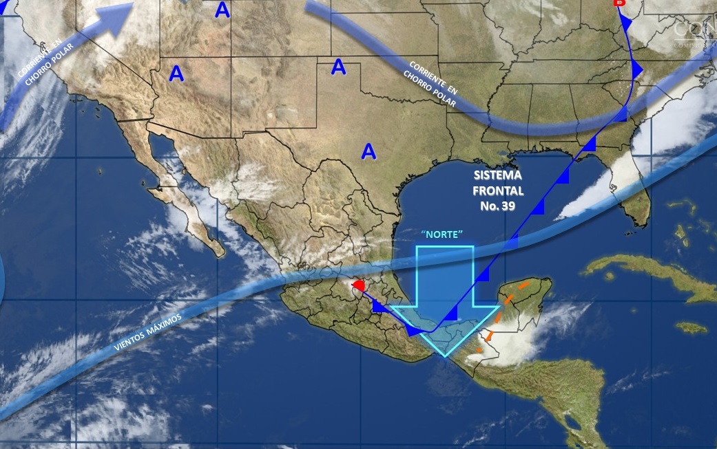 Probabilidad de lluvias moderadas a fuertes
