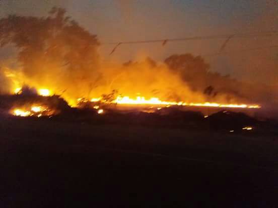Se registra incendio en pastizal, frente a gasolinera de Oteapan