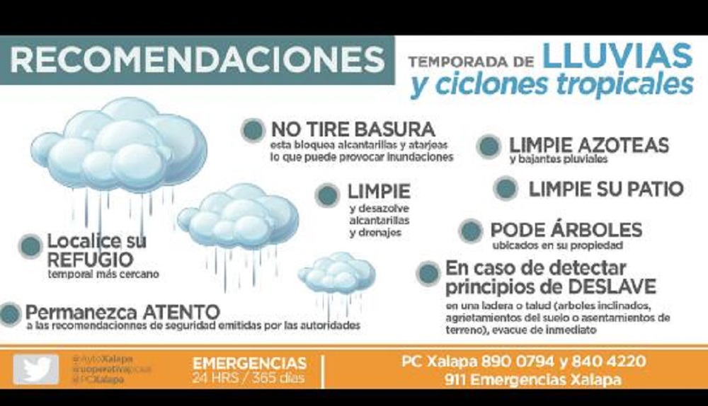 PC Xalapa emite recomendaciones ante inicio de ciclones en el Atlántico