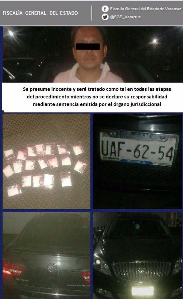 Lo detiene FGE por narcomenudeo en Jalcomulco