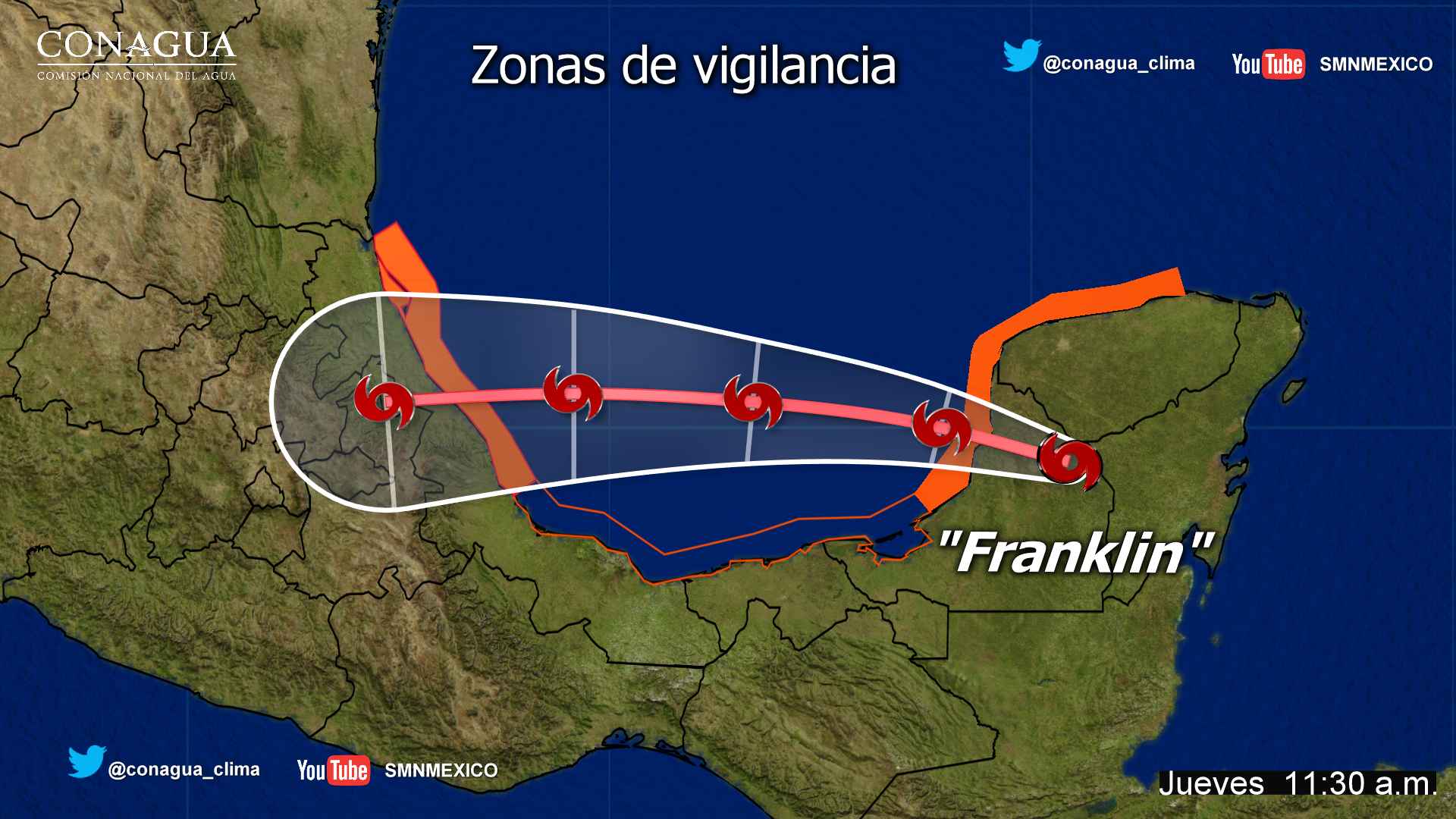 Franklin podría ingresar como huracán categoría 1 a Veracruz