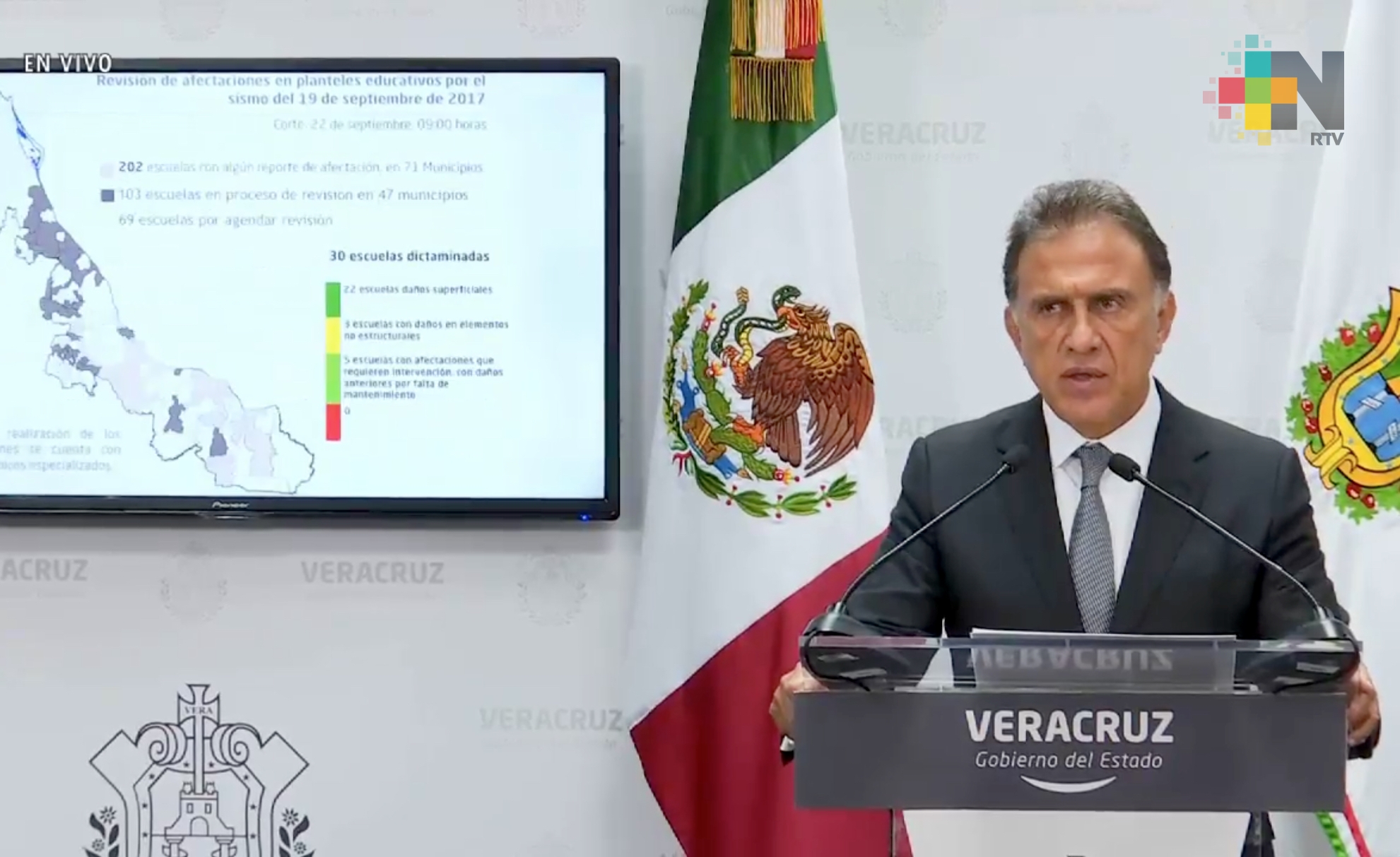 Afectaciones en 202 escuelas y 4 hospitales por sismo del 19 de septiembre; no son graves: Gobernador Yunes