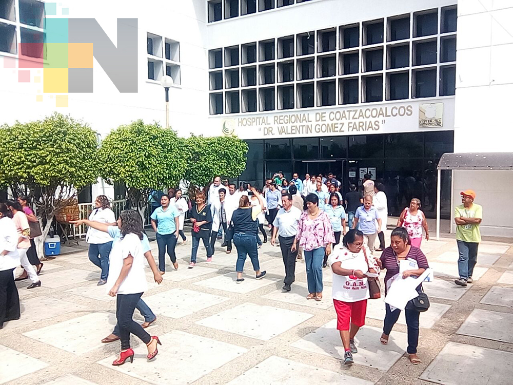 Realiza el Hospital Regional de Coatzacoalcos un simulacro por sismo