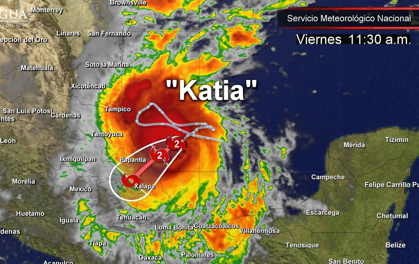 Alerta roja en la zona centro-norte por Huracán Katia, ya es categoría 2