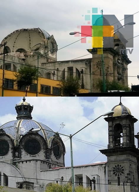 Colapsa cúpula de la iglesia de Nuestra Señora de los Ángeles en CDMX