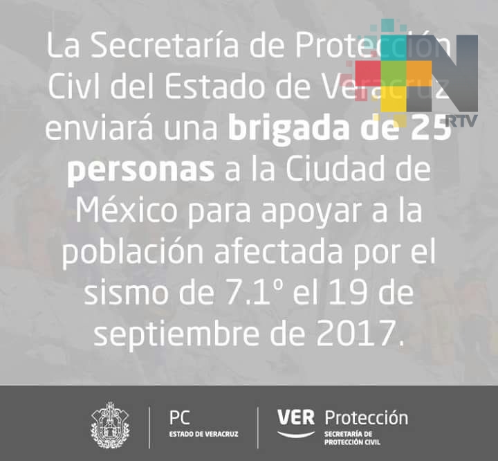 Enviará PC de Veracruz 25 personas para tareas de rescate en CDMX
