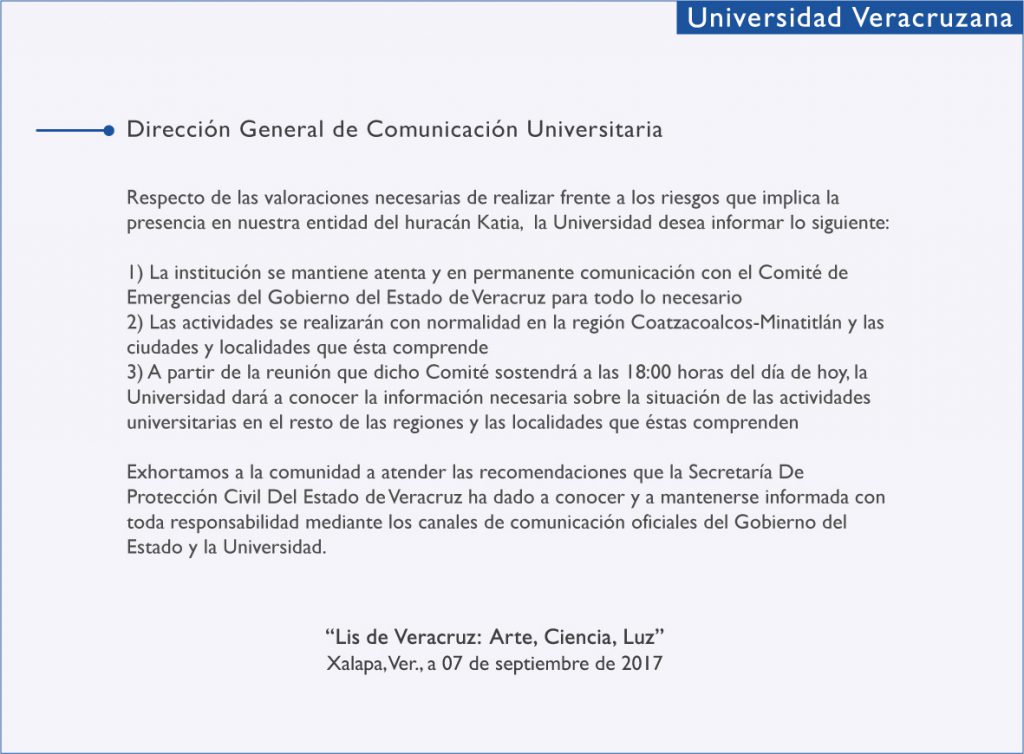 Suspende UV actividades en cuatro campus por Katia